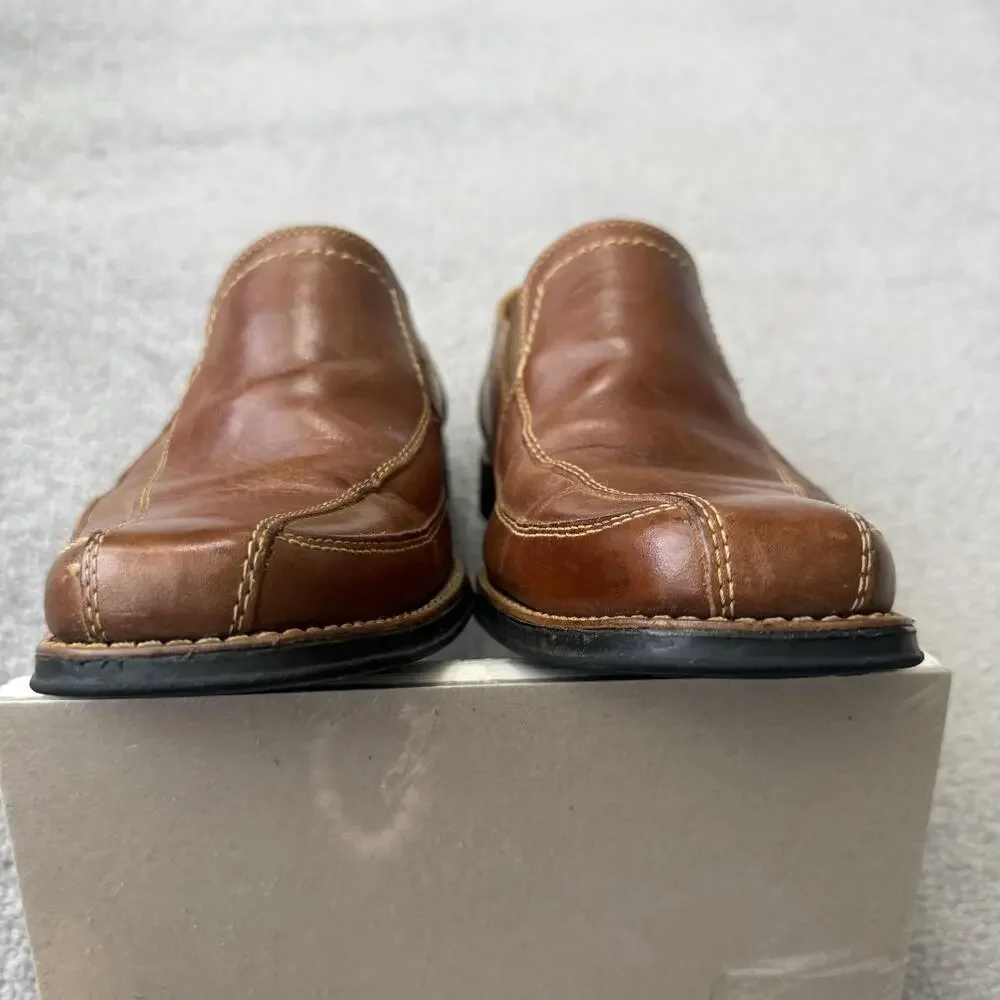 Sandro Shoes Mens Size 9.5 Brown Leather Slip On Comfort Loafers Square Toe